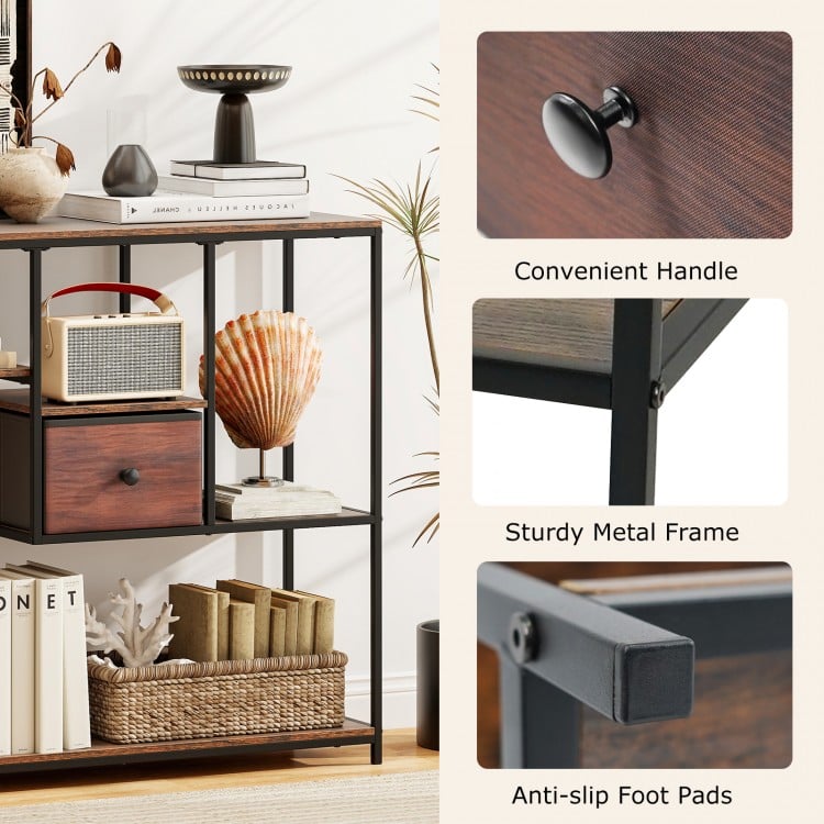 40 Inch Console Table Behind Sofa Couch with Storage-Rustic Brown