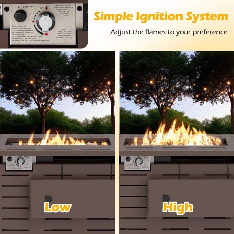 40 Inch Outdoor Propane Fire Pit Rectangle Gas Fire Table with Lava Rocks