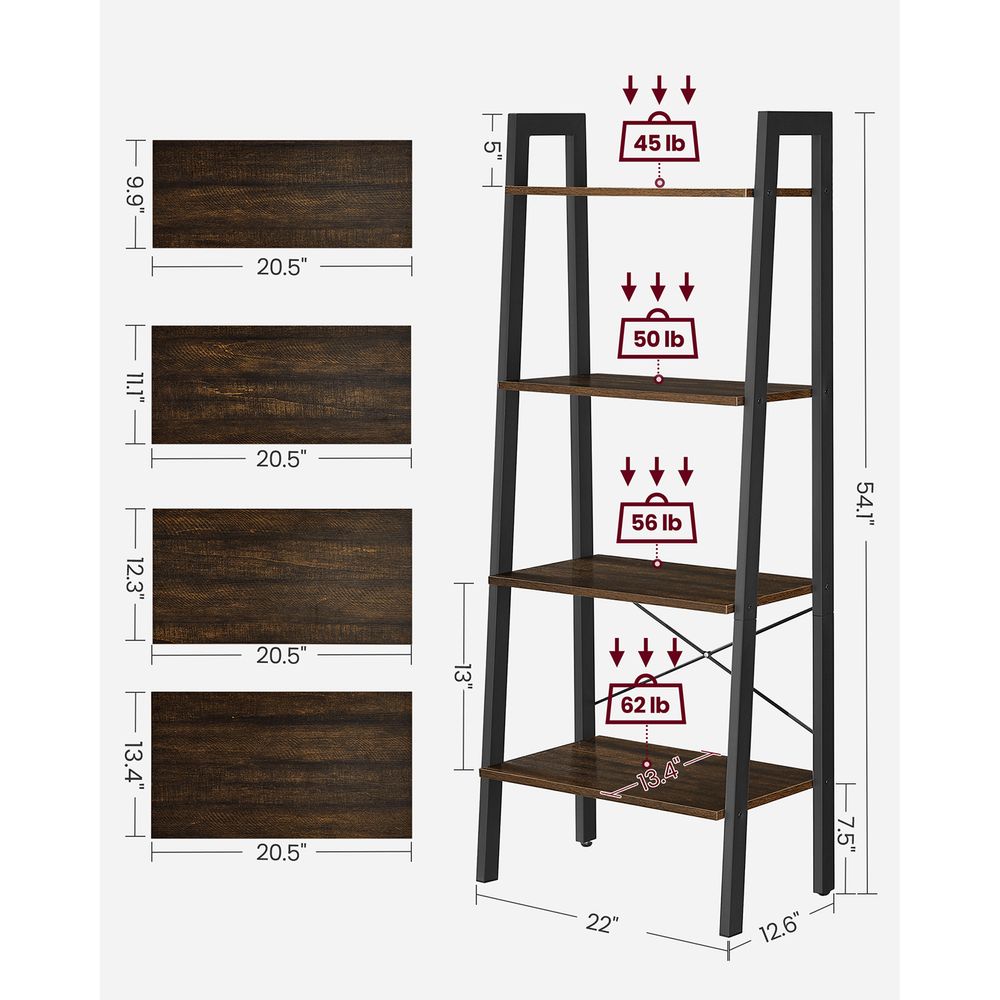 VASAGLE 4-Tier Ladder Shelf with Steel Frame 