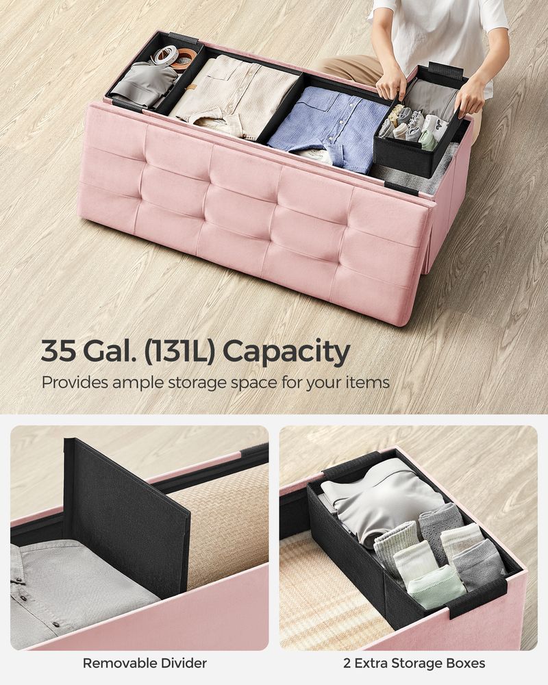 SONGMICS Storage Ottoman Bench with Storage Chest, Load up to 660 lb 