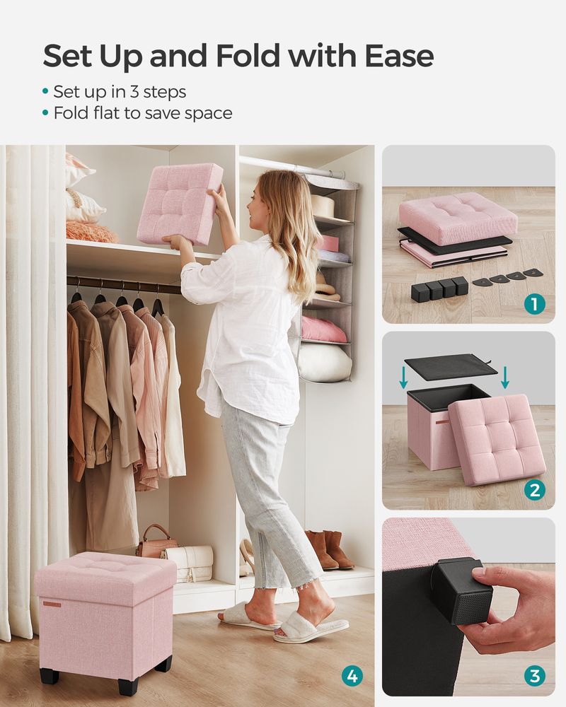 SONGMICS Small Ottoman Foot Rest with Legs 