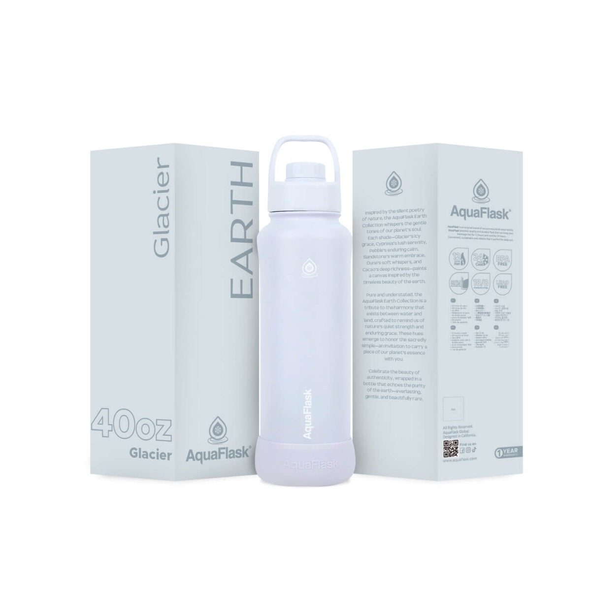 AquaFlask Earth Collection 40oz Insulated Stainless Steel Water Bottle – Hot & Cold, Leak-Proof, Reusable 