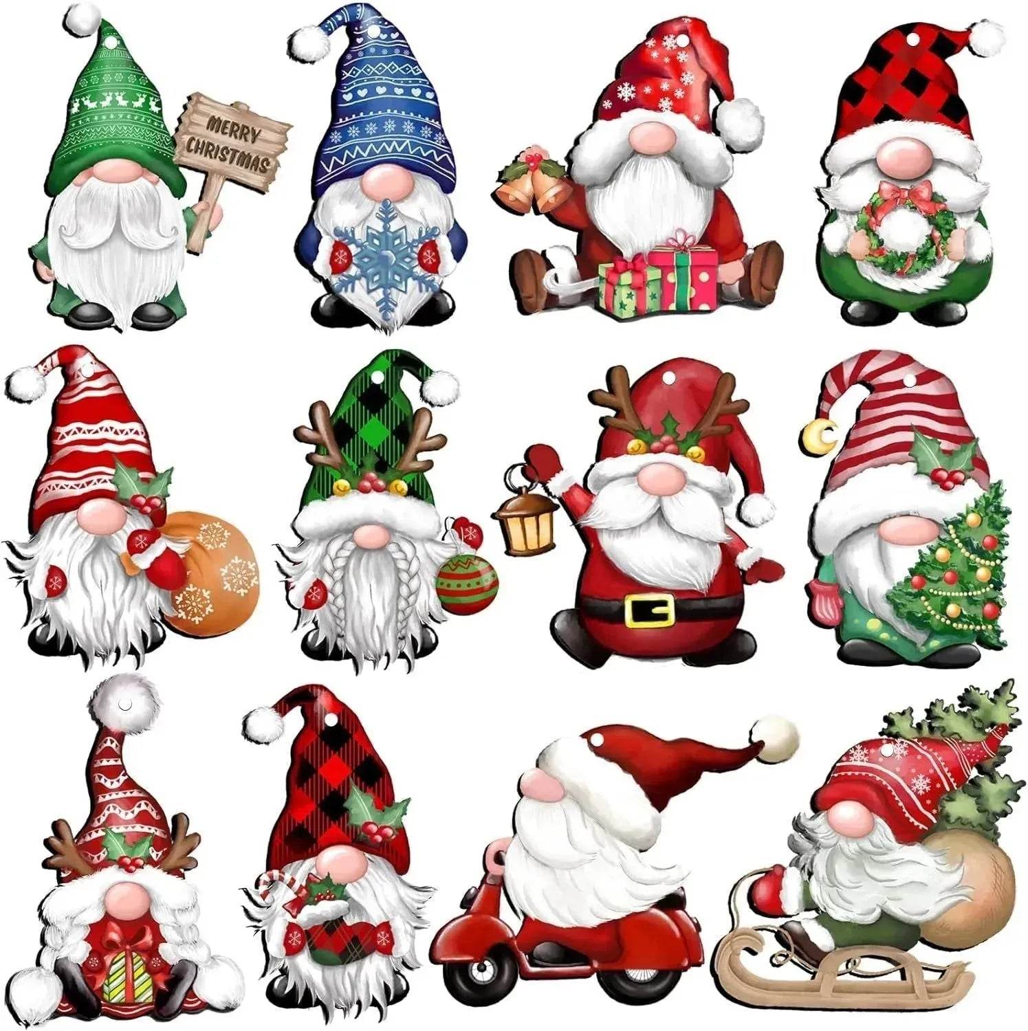 24 PCs Christmas Wooden Hanging Ornaments 