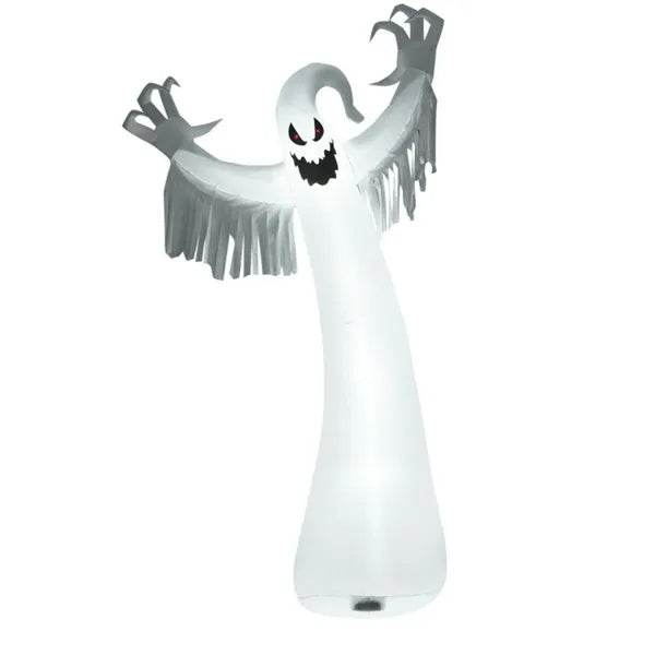 Spooky Halloween Inflatable Ghost - 12 Ft Tall With LED Lights, Waterproof Fabric, Spikes Ropes For Stability, White 