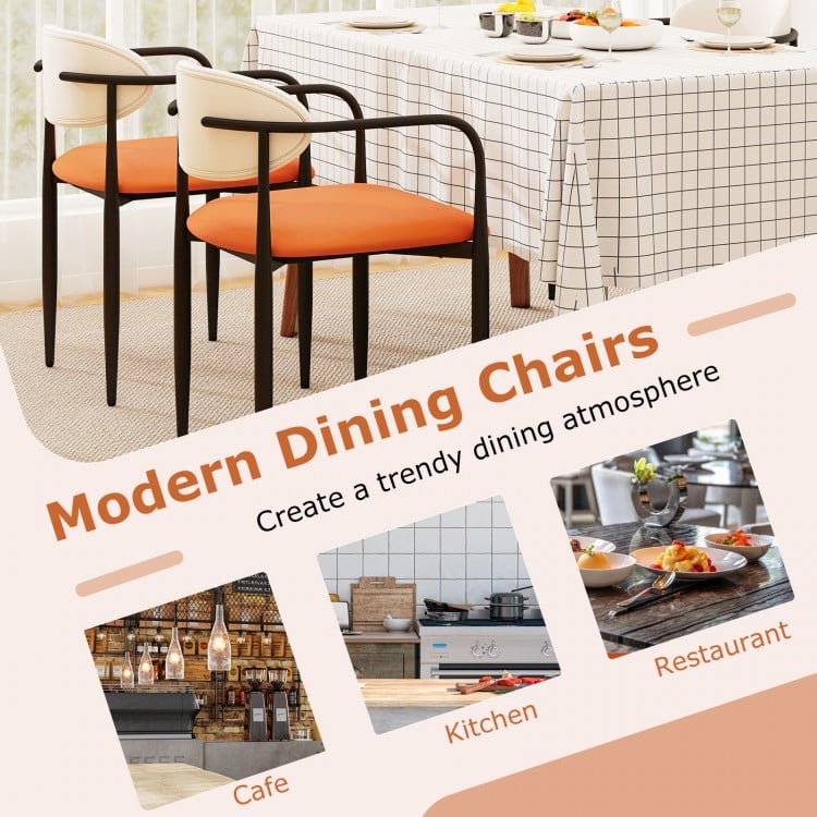 Modern Dining Chairs Set of 2 with Padded Seat and Curved Back