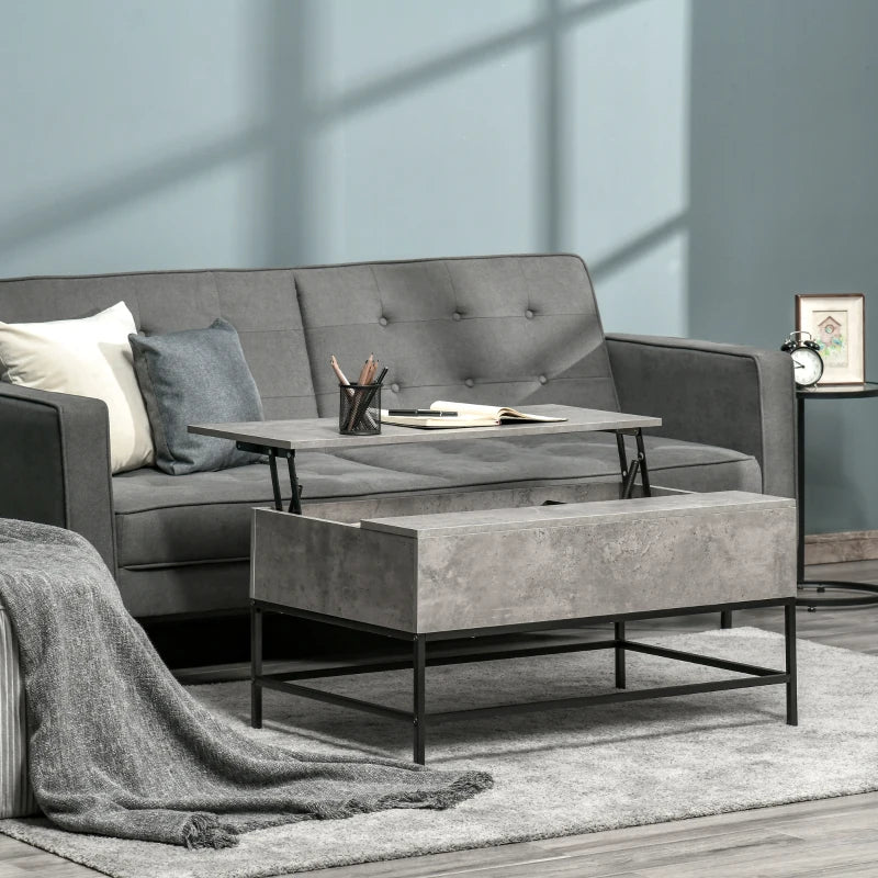 Lift Top Coffee Table with Hidden Storage Compartment Lift Tabletop Center Table for Living Room, Grey