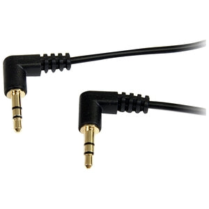 1 ft Slim 3.5mm Right Angle Stereo Audio Cable - M/M 