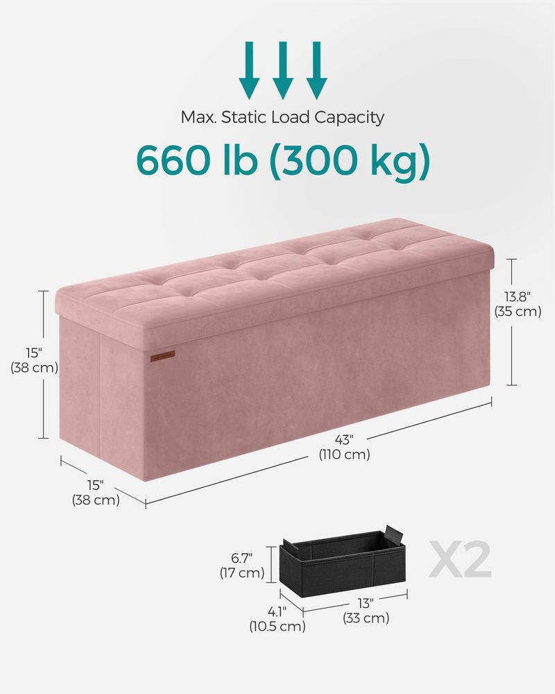 SONGMICS Storage Ottoman Bench with Storage Chest, Load up to 660 lb 