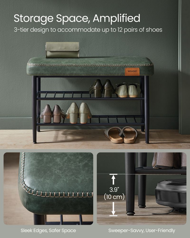 VASAGLE EKHO Collection - Shoe Bench with Metal Shelves 