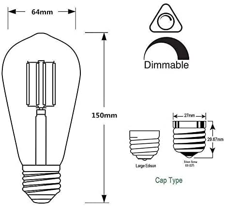 E26 ST64 60W Vintage Retro Industrial Filament Dimmable Bulb~1145