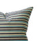Cadet Cushion Cover – 57% Polyester, 43% Viscose, Knife Edge, Visible Navy Zipper with Silver Teeth, Hand-Made in Canada, Aqua Navy Silver Stripes