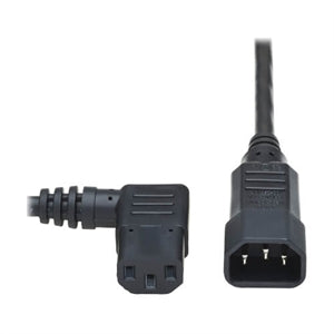 Tripp Lite 2ft Computer Cord Extension Cable C14 to Left Angle C13 10A 18AWG 2' 