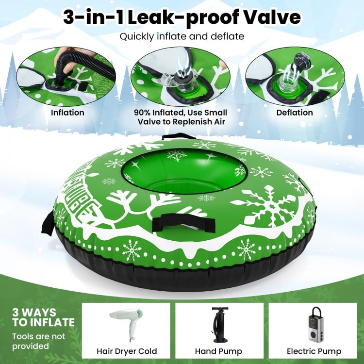 42" Heavy-duty Inflatable Snow Tube with Detachable Tow Strap
