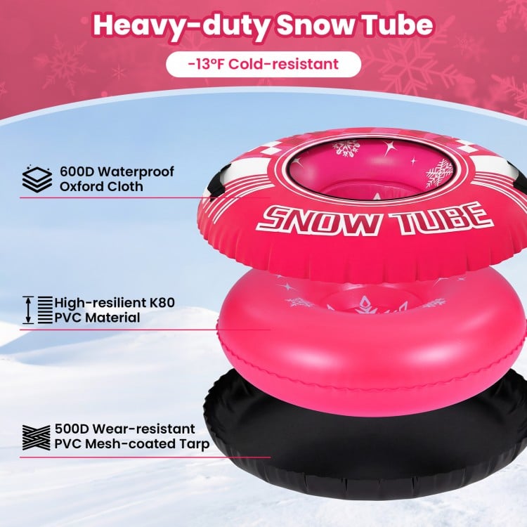 42" Heavy-duty Inflatable Snow Tube with Detachable Tow Strap