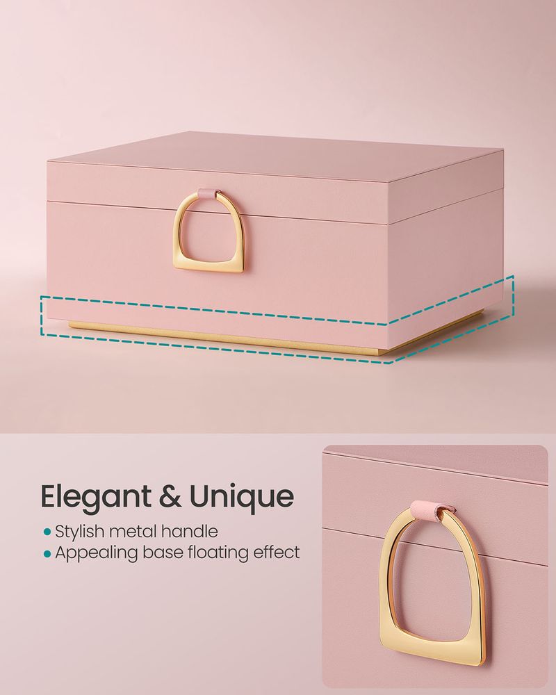 SONGMICS 2-Layer Jewelry Box with Handle and Removable Jewelry Tray 