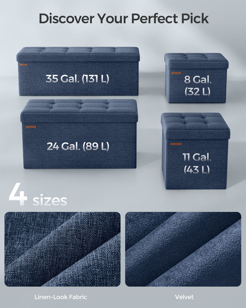 SONGMICS MAZIE Collection 43'' Folding Storage Ottoman Bench 