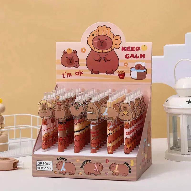 48 Pcs Cartoon Bear Acrylic Paster Pressing Pen School Supplies Gel Pen 