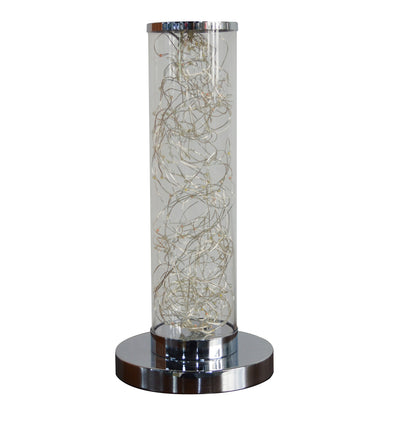 13" Silver Metal Column LED Table Lamp 