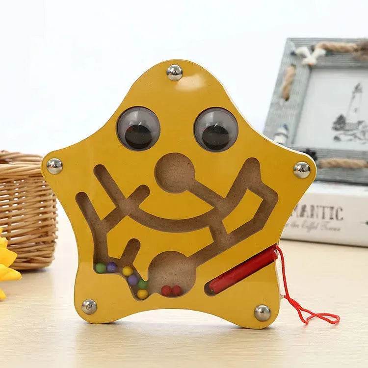 Children Magnetic Maze Toy Kids Wooden Puzzle Game Toy Kids Early Educational Brain Teaser Wooden Toy Intellectual Jigsaw Board 