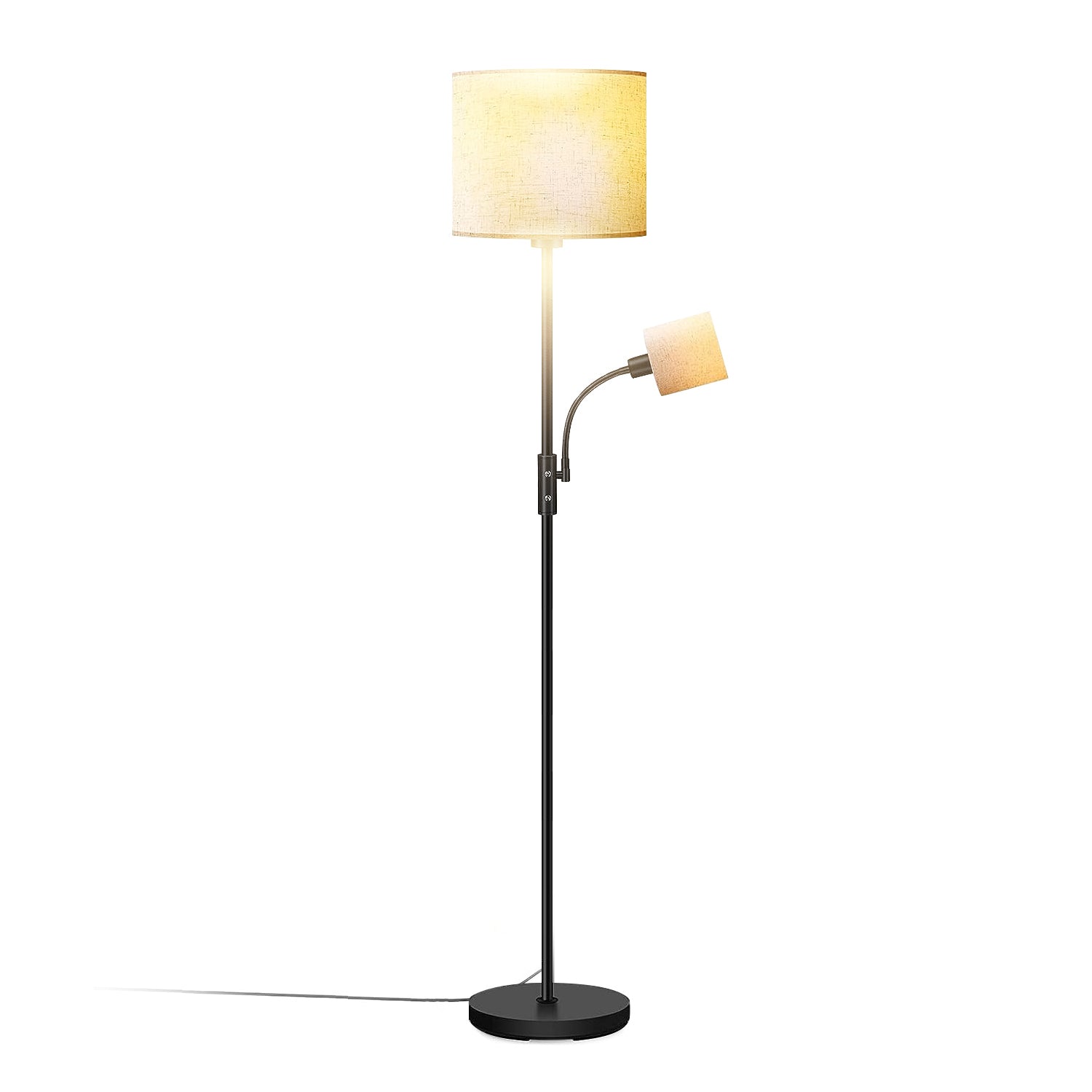 67.32In Mother Daughter Floor Lamp with Linen Shade 3200K Brightness 360° Adjustable Reading Light Modern Decoration Standing Lamp for Living Room Bed