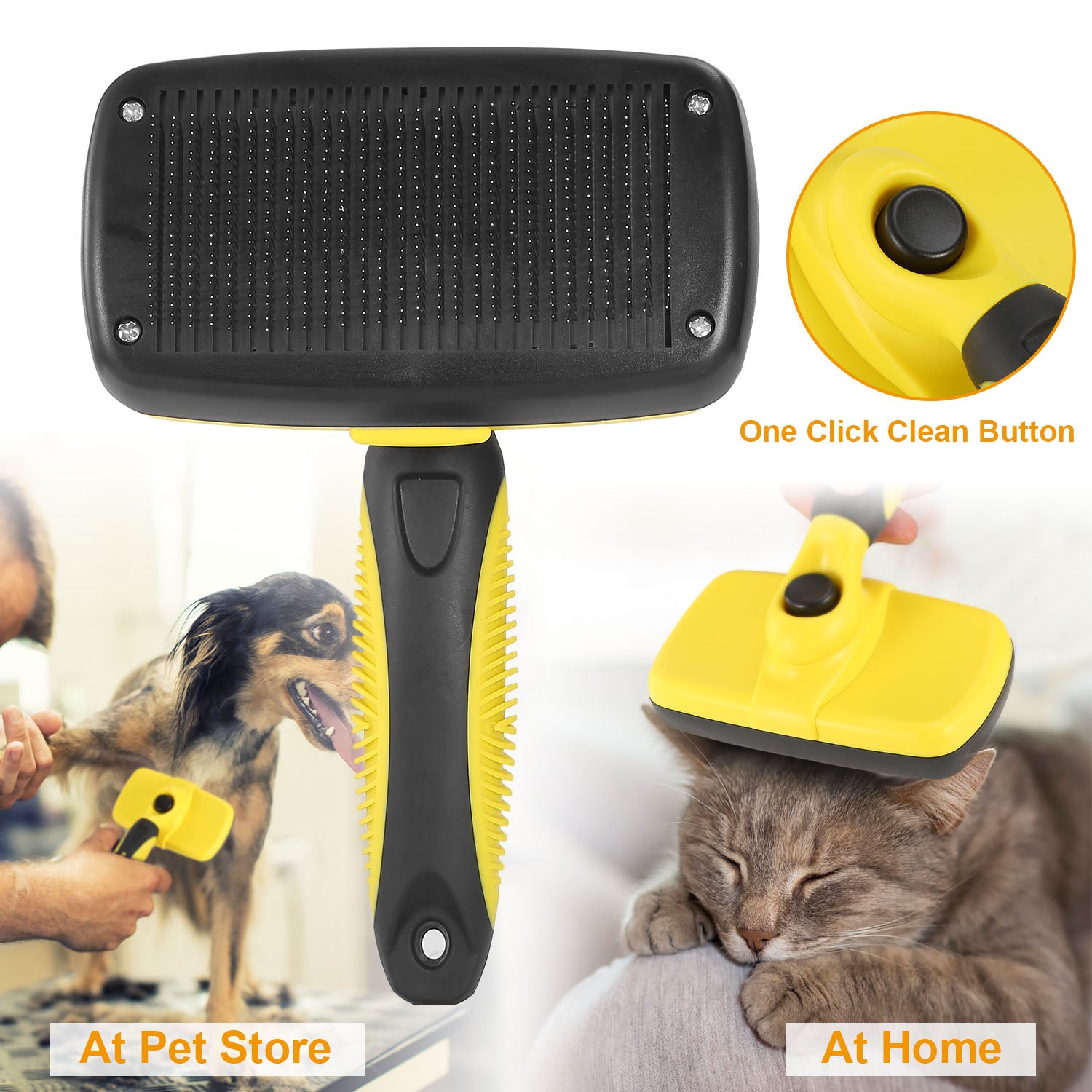 Self Cleaning Slicker Brush Pets Dogs Grooming Shedding Tools Pet Hair Grooming Remover