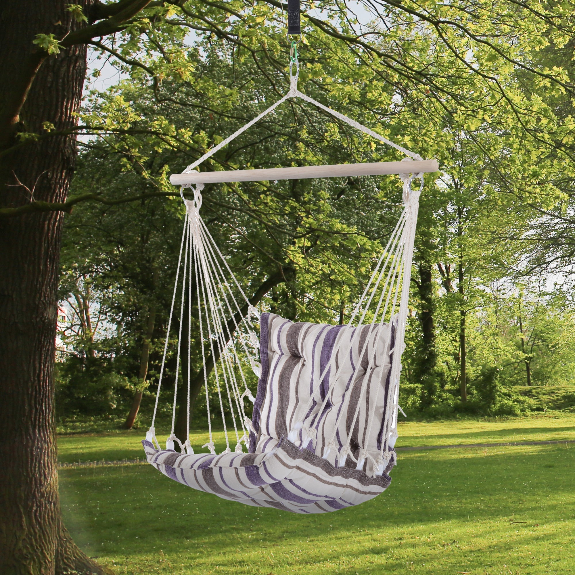 Outsunny Portable Relaxation: Woven Rope Hanging Swing Chair for Outdoor Garden, Yard, Camping, Brown Finish 