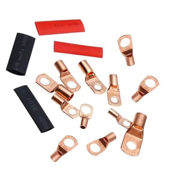 120Pcs Copper Wire Terminal Connectors, AWG 2 4 6 8 10 Copper Wire Lugs With Heat Shrink Set, 60Pcs Copper Wire Lugs And 60pcs Heat Shrink Tubing 