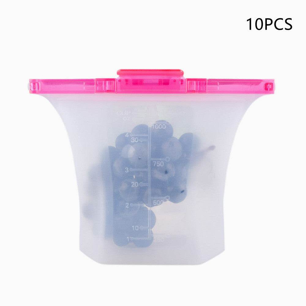 10pcs Kitchen Refrigerator Silicone Food Storage Bag 