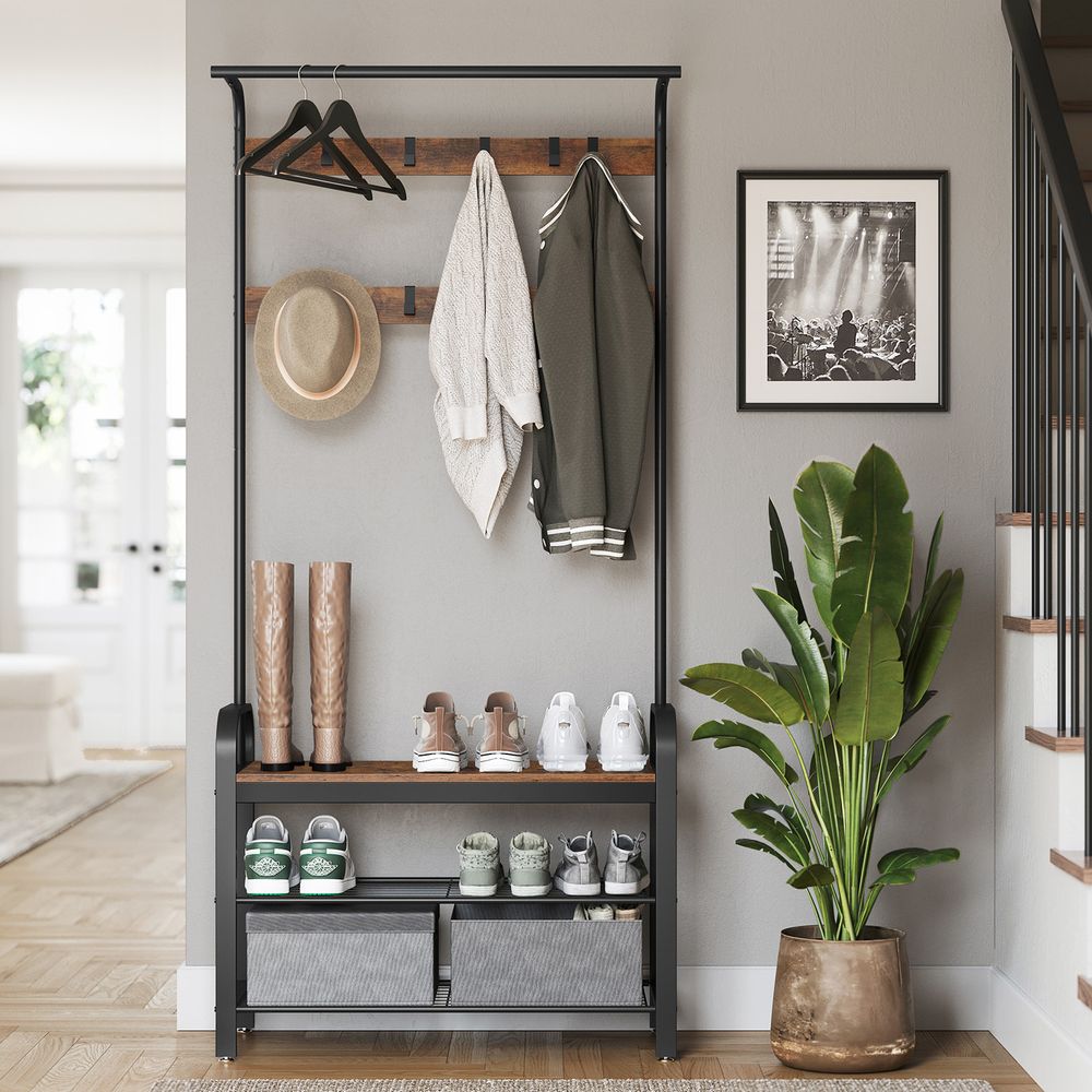 VASAGLE Coat Rack with Shoe Bench for Entryway 
