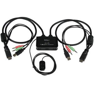 2 Port USB HDMI Cable KVM Switch with Audio and Remote Switch - USB Powered