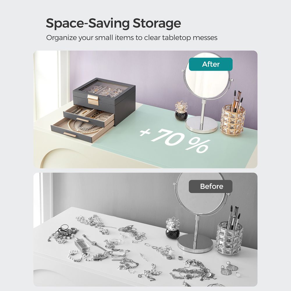 SONGMICS Jewelry Box with Glass Lid 