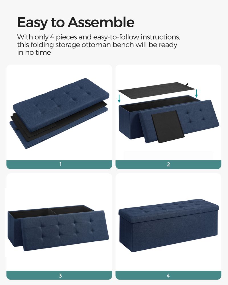 SONGMICS MAZIE Collection 43'' Folding Storage Ottoman Bench 