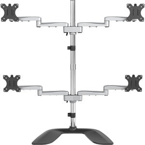 Quad Monitor Stand, Desktop VESA 4 Monitor Arm up to 32" (17.6lb/8kg) Screens, Ergonomic Articulating Pole Mount, Adjustable 