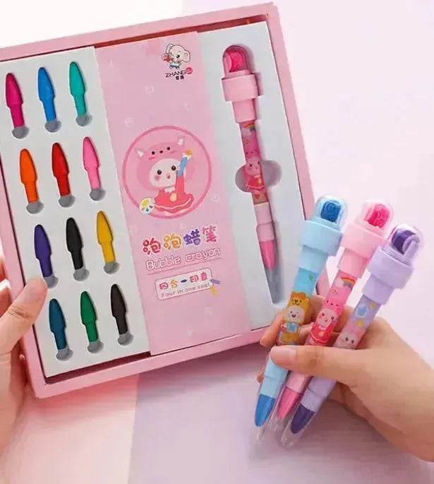 12 Color Bubble Crayon Painting Graffiti Seal for Children 