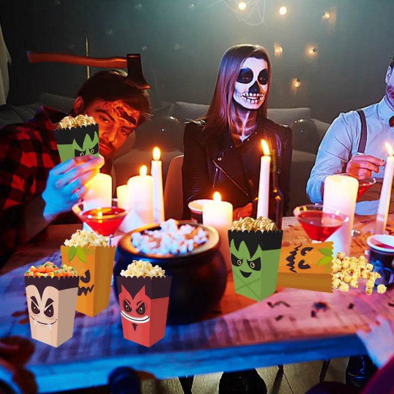 12 Pieces Halloween Popcorn Box Halloween Party Favor Snack Treat Boxes Candy Cookie Container Decorations Gifts For Popcorn Sales Halloween Party Favor Supplies 