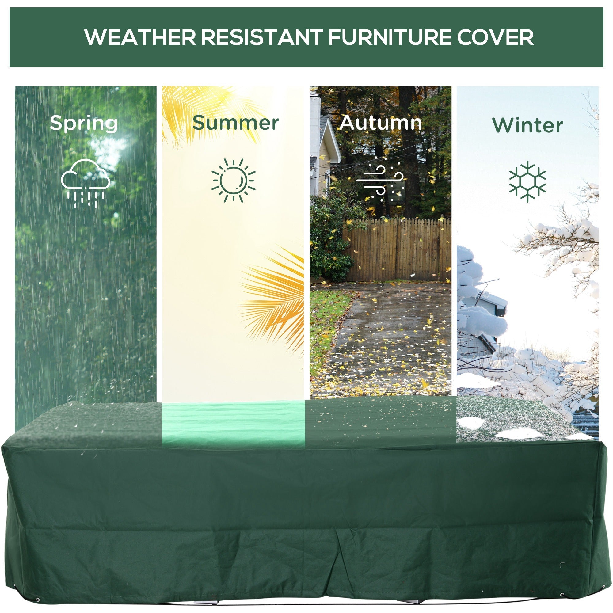 Outsunny Patio Furniture Cover Waterproof Outdoor Rattan Wicker UV Rain Protector Dark Green for 5-7 Pieces 