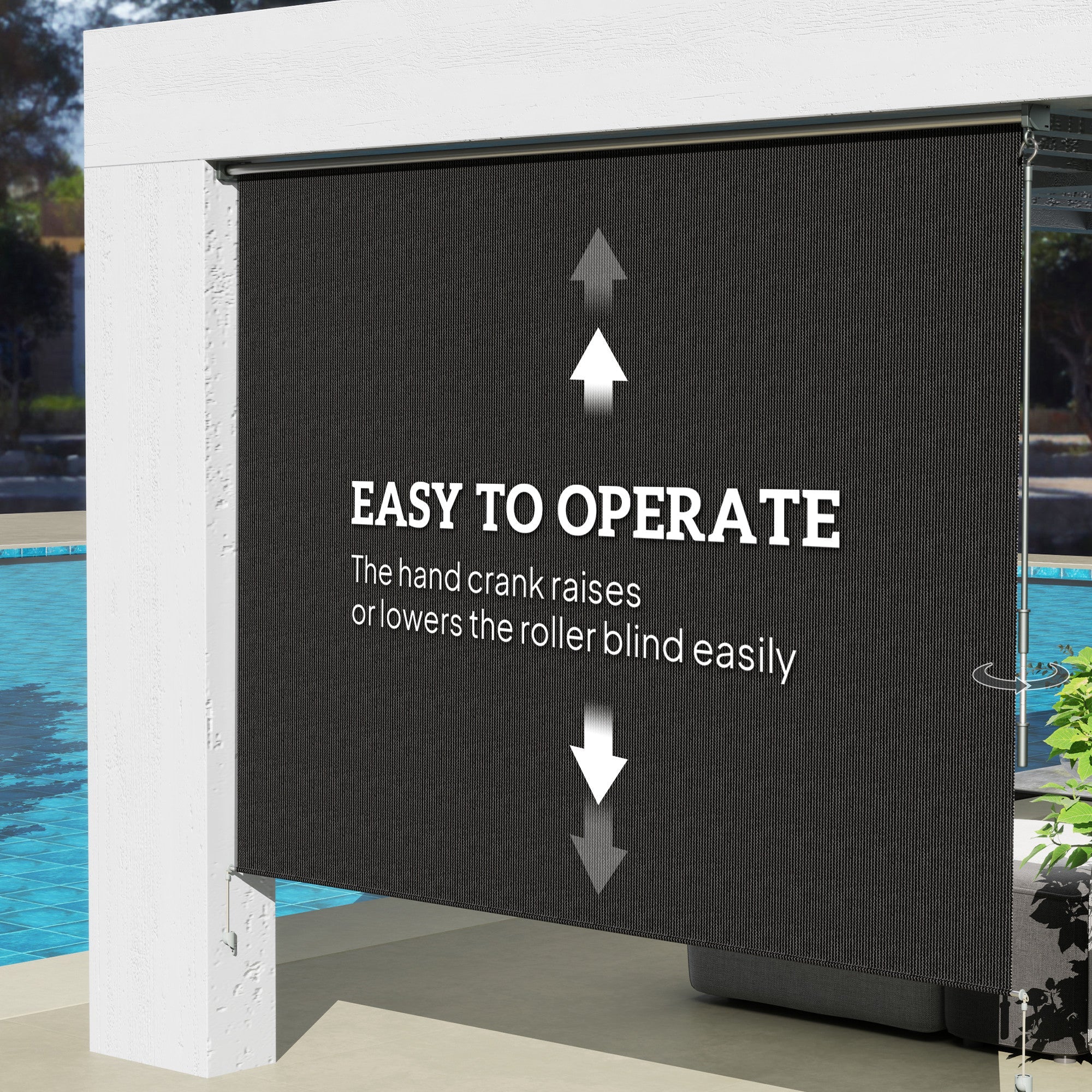 Outsunny 8' x 6' Patio Door Blinds, Outdoor Roller Shades, Cordless Roll Up Shade for Porch Gazebo, Black 