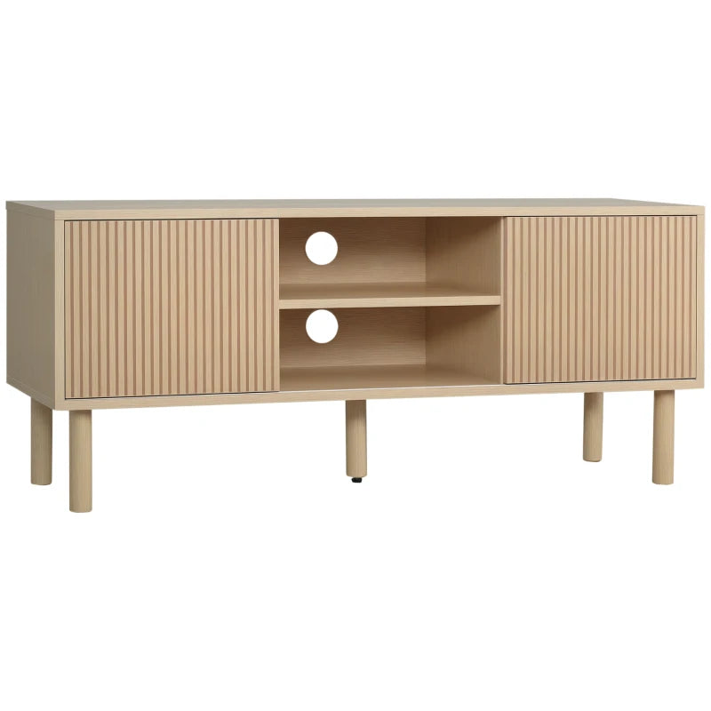 Modern TV Stand for TVs up to 50", TV Cabinet with Storage Shelves for Living Room, Natural