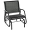 Outsunny Outdoor Glider Swing Chair with Breathable Mesh Seat and Backrest  Steel Frame  Curved Rocking Arms  Dark Grey and Black