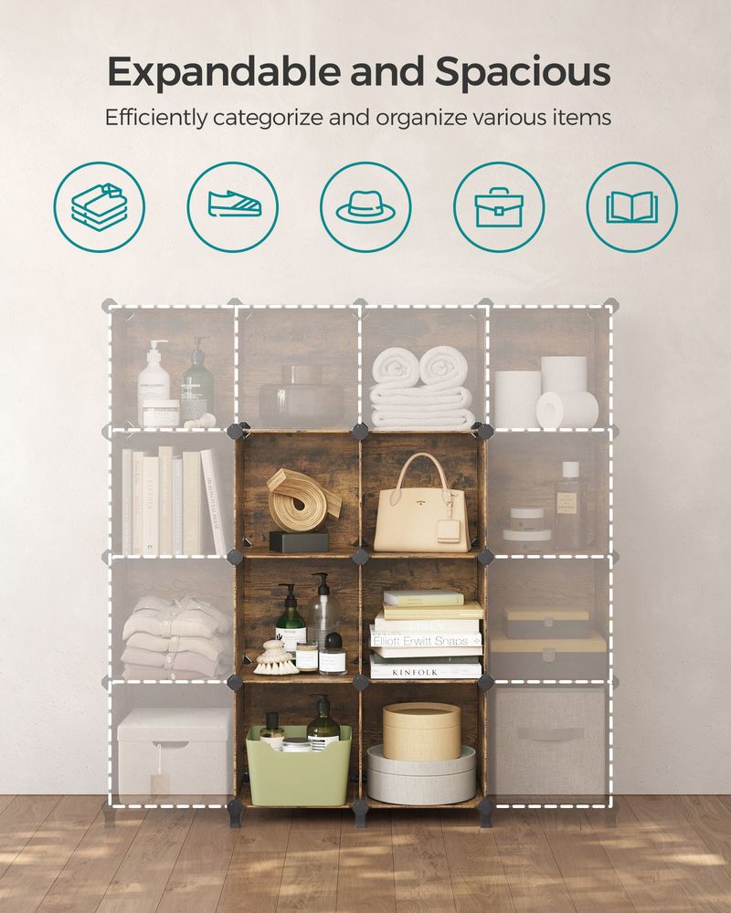 SONGMICS 6 Cube Storage Organizer with Feet and Rubber Mallet 