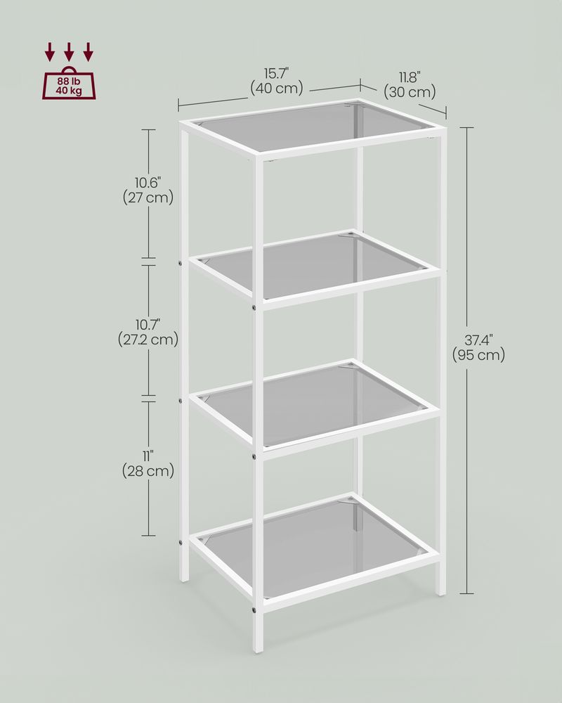 VASAGLE Bookcase, Slim Shelving Unit 