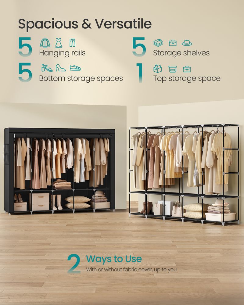 SONGMICS Wardrobe Closet Organizer with Cover 