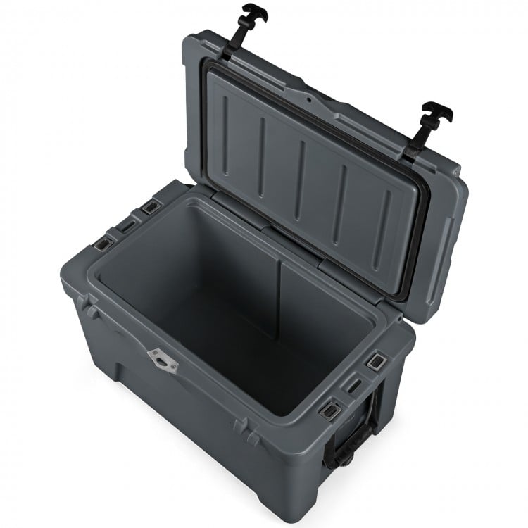 45 Quart Portable Hard Cooler Insulated Ice Chest Keeps Cool for up to 6 Days-Gray
