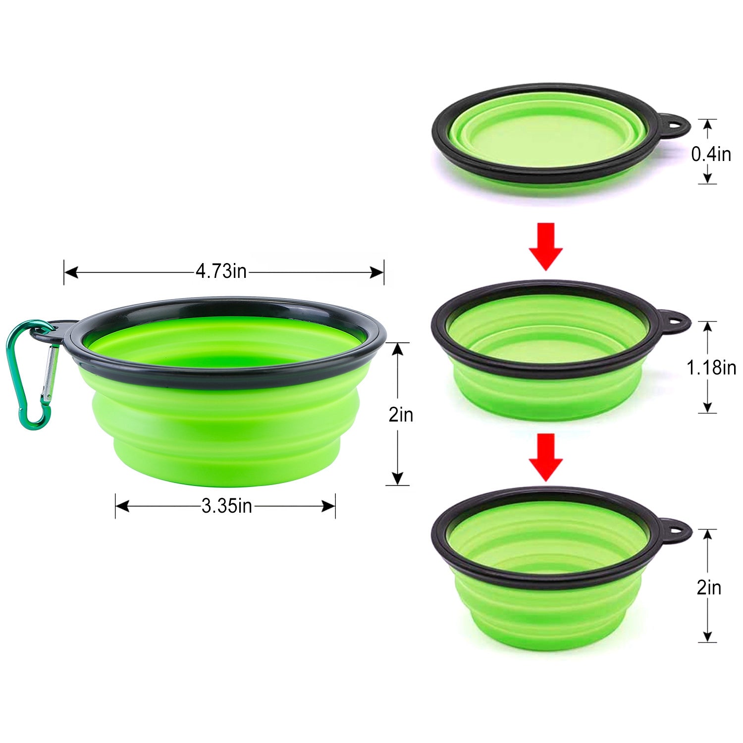 4Pcs Silicone Collapsible Dog Bowls BPA Free Travel Dog Bowl Foldable Cat Dog Food Water Bowl w/ Carabiner Clip For Traveling Walking Hiking