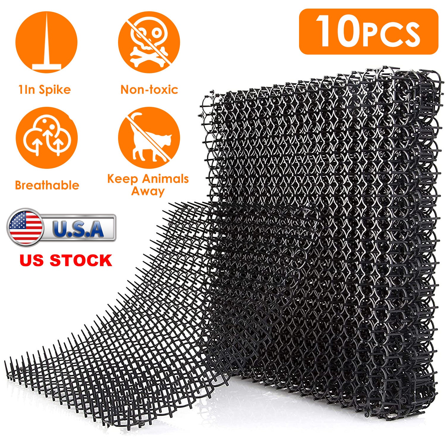 10Pcs Cat Spike Mat with Spikes 15.8x11.8in Cat Repellent Mats Spike Deterrent Stopper Mat for Pet Cats Dogs 13x1ft Area 