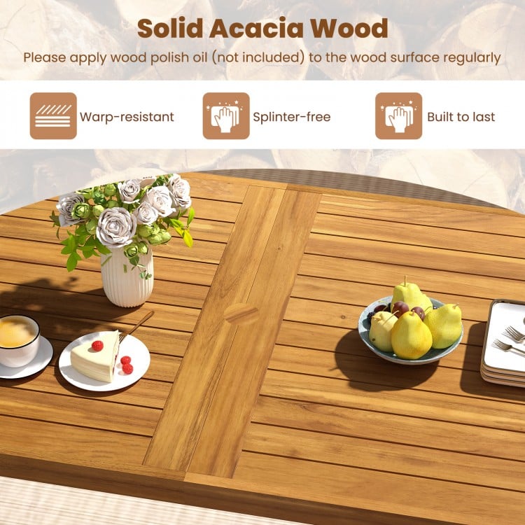 Acacia Wood Dining Table for 6 People Wooden Rectangular Table