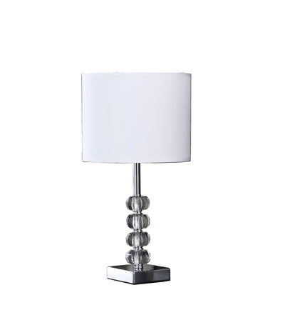 18" Silver Table Lamp With White Drum Shade 