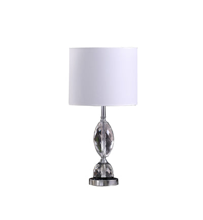 24" Silver Crystal Standard Table Lamp With White Shade 