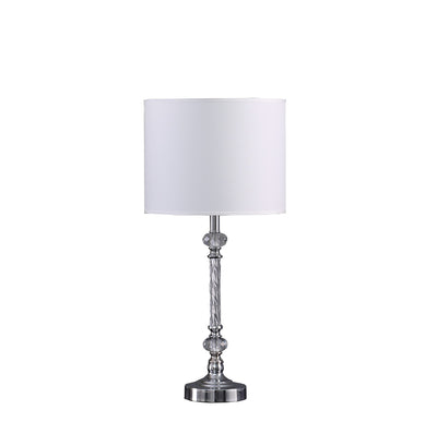 19" Silver Table Lamp With White Drum Shade 