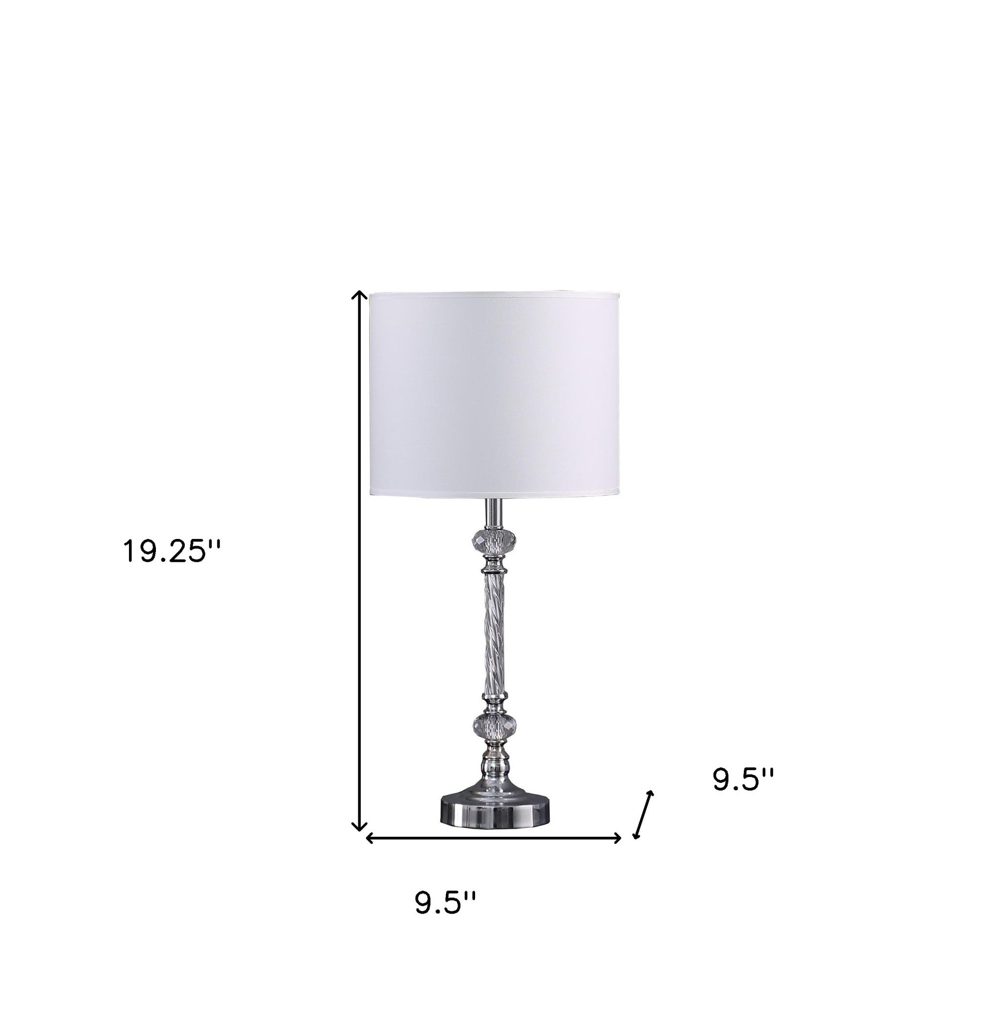 19" Silver Table Lamp With White Drum Shade